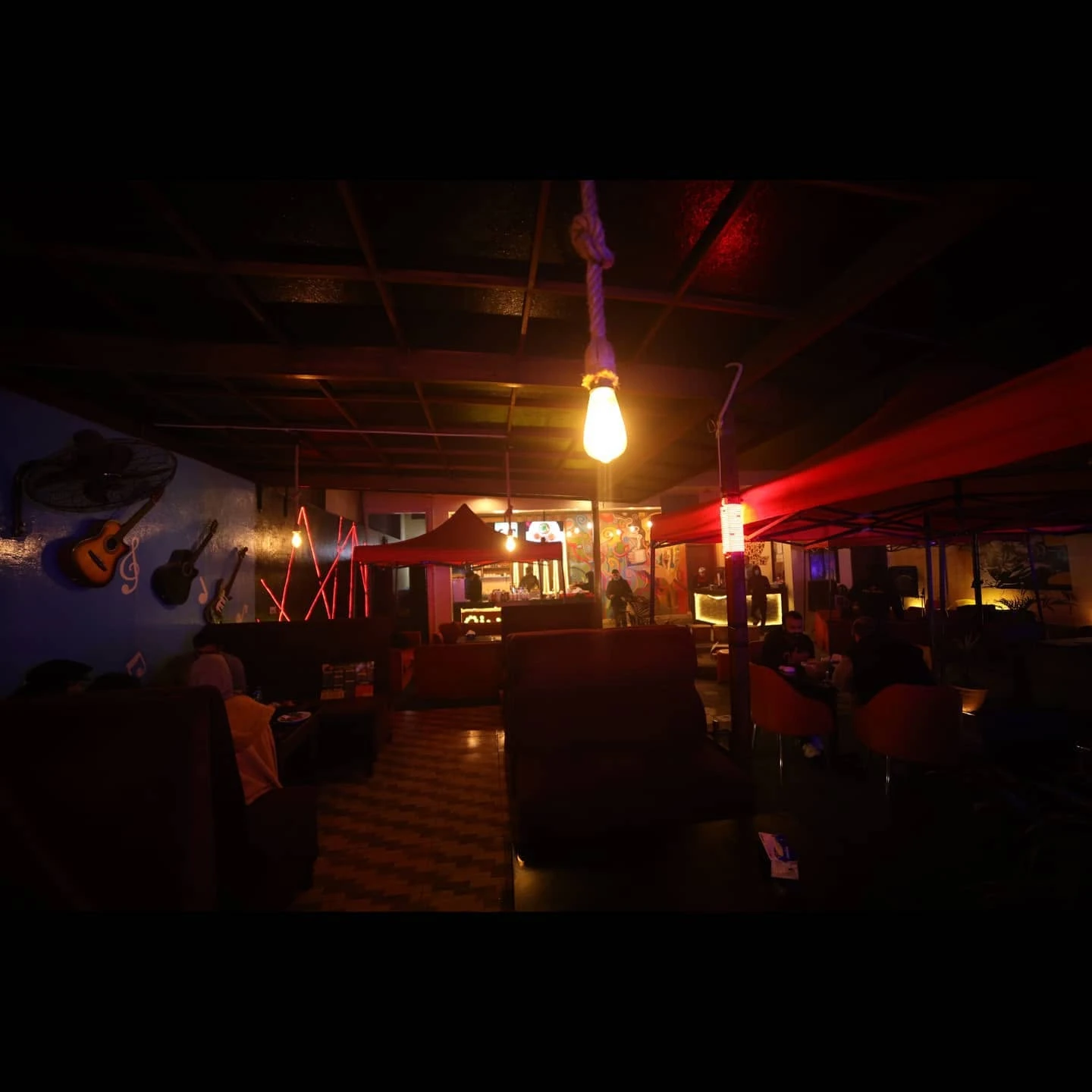 Interior seating with string lights
